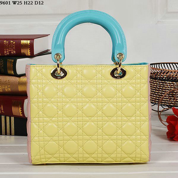 jumbo lady dior lambskin leather 6325 yellow&pink&blue